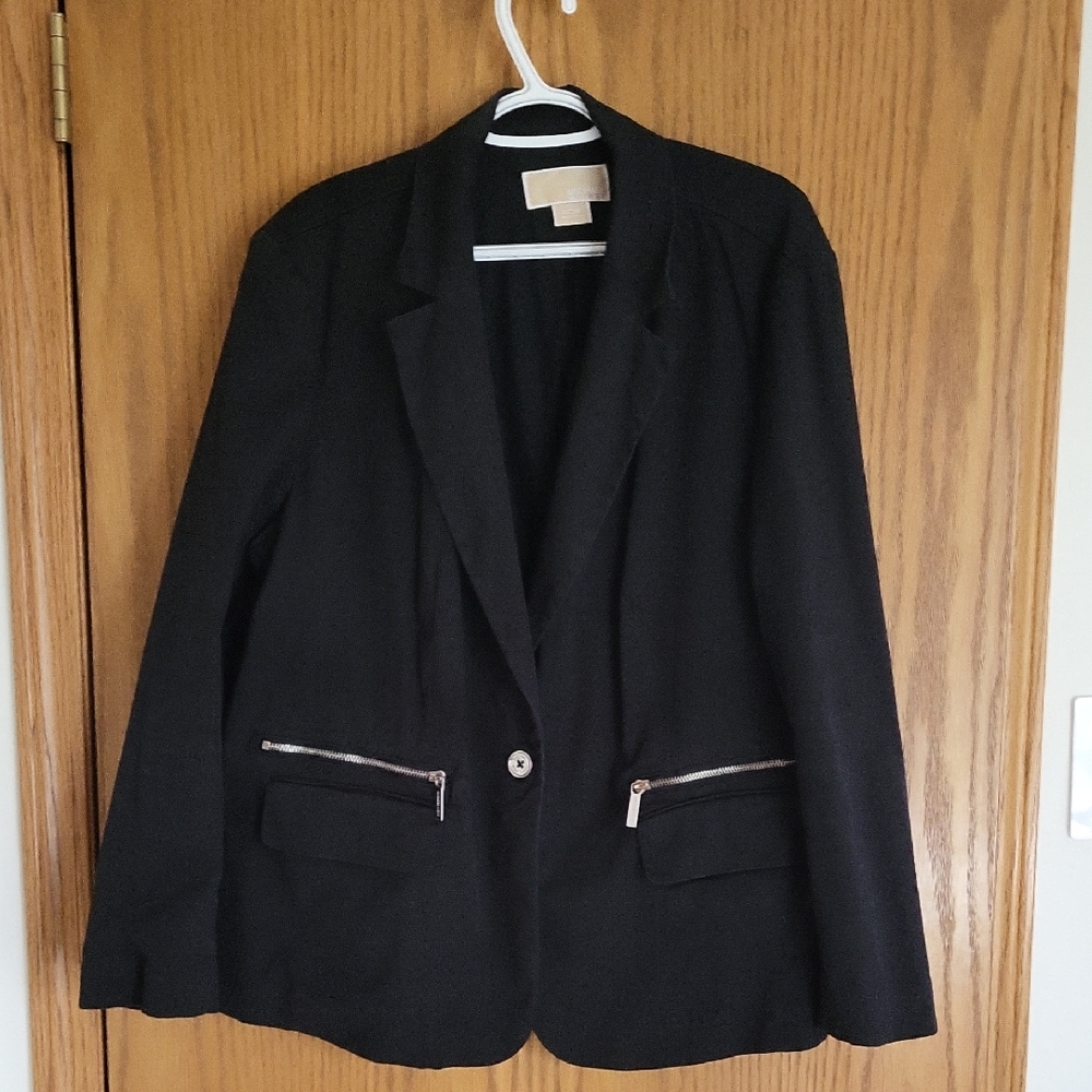 Michael Kors Black Blazer with Zipper Accents